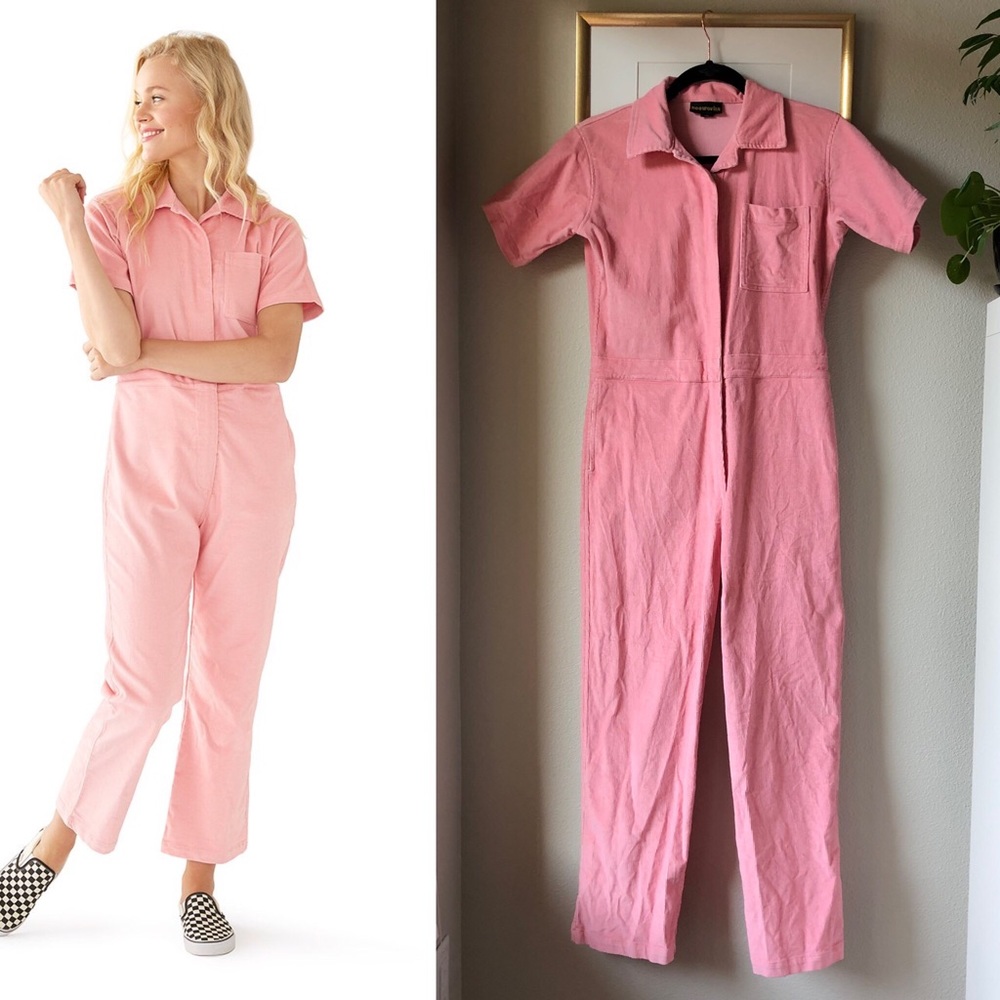 NOOWORKS bubblegum pink corduroy coveralls